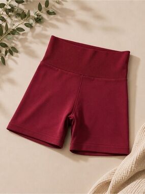 ZYIA High-Waist Maroon Bike Shorts